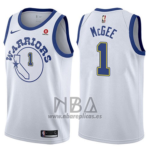 Camiseta Golden State Warriors Javale Mcgee NO 1 Hardwood Classic 2017-18 Blanco